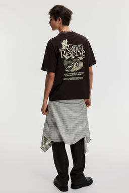 H&M - Men Blue Loose Fit Printed T-Shirt