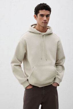 H&M - Men Beige Loose Fit Hoodie
