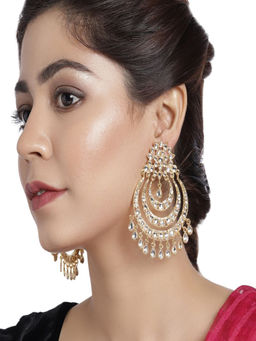 Accessher - Gold Plated Traditional Chandbali Earrings Embellished Kundan For Women And Girls