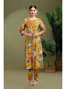 Cotton Culture - Women Mustard Viscose Rayon Floral Co-Ord Set