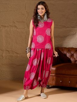 InWeave - Women Pink Rayon Geometric Co-Ord Set