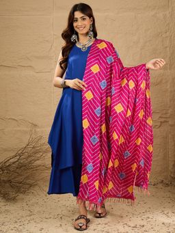 InWeave - Women Blue Rayon Solid Kurta with Palazzo and Dupatta