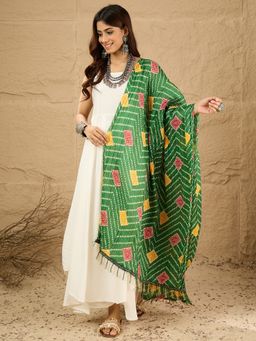 InWeave - Women White Rayon Solid Kurta with Palazzo and Dupatta