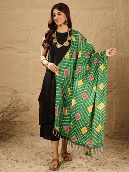 InWeave - Women Black Rayon Solid Kurta with Palazzo and Dupatta