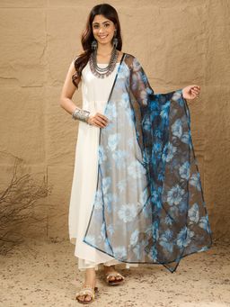 InWeave - Women White Rayon Solid Kurta with Palazzo and Dupatta