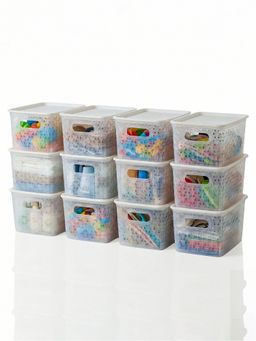Kuber Industries - 1 Plastic Solitaire Storage Basket With Lid & Handle