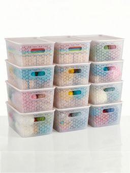 Kuber Industries - 1 Plastic Solitaire Storage Basket With Lid & Handle