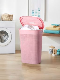 Kuber Industries - Plastic 55 Ltr Laundry Basket Organiser With Lid & Handle For Home