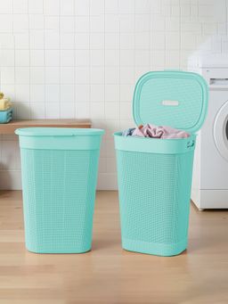 Kuber Industries - Plastic 55 Ltr Laundry Basket Organiser With Lid & Handle (Pack Of 2)