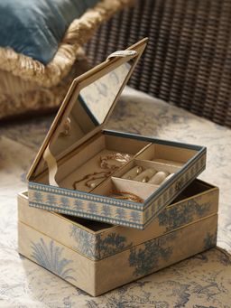 Pure Home + Living - Blue Varena Rectangle Faux Leather Jewellery Box