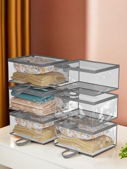 Kuber Industries - Waterproof Storage Bag Zipper & Handle Transparent , Grey (Pack Of 6)