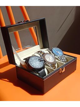 Firstseen - 3 Slots Watch Box Organizer For Men And Women With Transparent Display