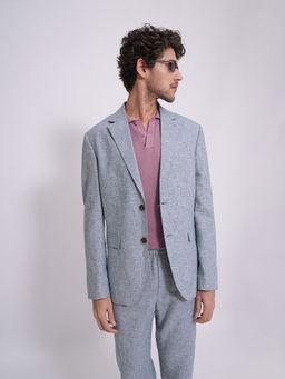 Selected - Men Solid Regular Fit Blue Blazer