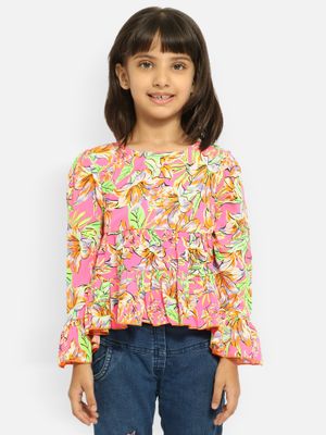 Nautinati Girls' Yarn Dyed Print Top and Pants Set with Lace Panel main image 1