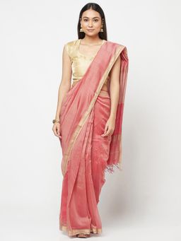 Fabindia - Cotton Silk Maheshwari Stitched Saree Without Blouse