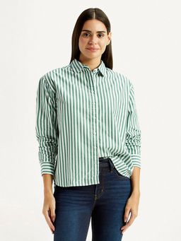 Levi's - Women Striped Green Relaxed Fit Shirt