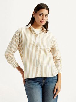 Levi's - Women Striped Beige Relaxed Fit Shirt