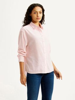 Levi's - Women Textured Light-Pink Relaxed Fit Shirt