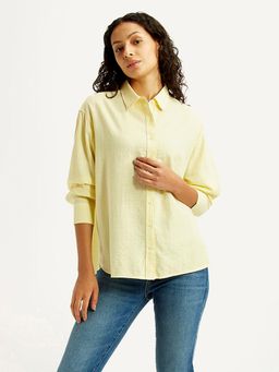 Levi's - Women Textured Yellow Relaxed Fit Shirt