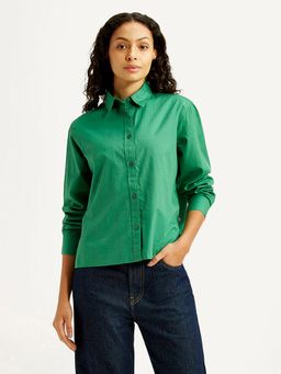 Levi's - Women Solid Green Relaxed Fit Shirt