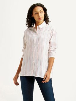 Levi's - Women Striped Light-Pink Relaxed Fit Shirt