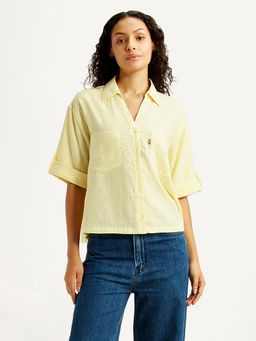Levi's - Women Textured Yellow Spread Collar Shirt