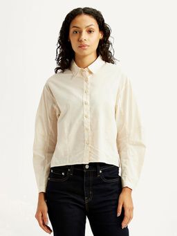 Levi's - Women Solid Cream Slim Fit Shirt