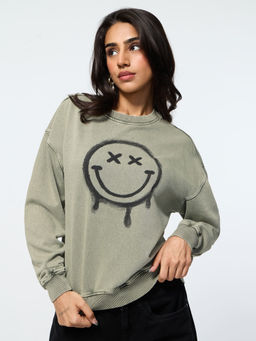 The Souled Store - Official S.W.SMILEY Graffiti Women Oversized Sweatshirt