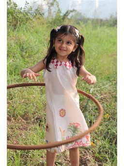 Funny Bones - Truffle Meadow Promenade Print Premium Linen Dress