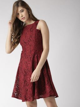 Twenty Dresses by Nykaa Fashion - Maroon Let Me Lace You Dress