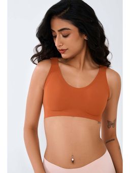 INVOGUE - Rust Solid Wireless Lightly Padded Full Coverage Padded Seamless Bra
