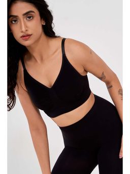 INVOGUE - Black Solid Wireless Non-Padded Full Coverage Shaper Bra Seamless Bra