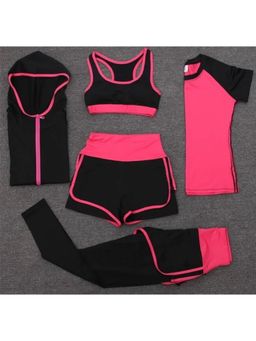 Loveable Creations By Muskan - Black Skinny Fit Activewear 5-Piece Set