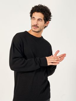 Styli - Men Crochet Knit Relaxed Fit Sweater