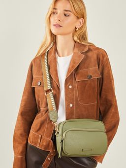 Accessorize London - Women'S Green Dina Double Zip Camera Bag