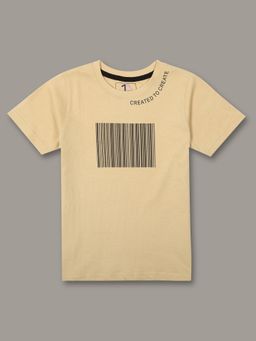 Jumping Joey - Boys Printed Beige Regular Fit T-Shirt