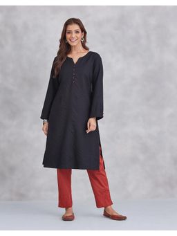 Fabindia - Black Wool Calf Length Kurta