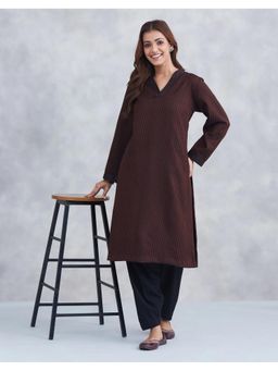 Fabindia - Brown Wool Calf Length Kurta