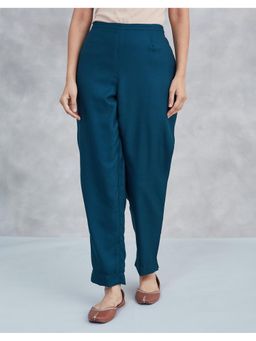 Fabindia - Teal Wool Solid Ethnic Pant