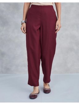 Fabindia - Wine Wool Solid Ethnic Pant