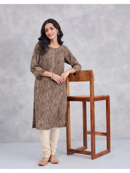Fabindia - Brown Cotton Knee Length Kurta