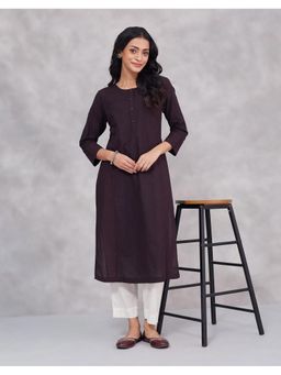 Fabindia - Black Cotton Slim Fit Long Kurta