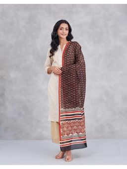 Fabindia - Black Cotton Silk Bagru Printed Dupatta