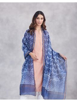Fabindia - Indigo Cotton Silk Blend Tie and Dye Dupatta