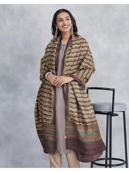 Fabindia - Brown Silk Hand Block Printed Dupatta