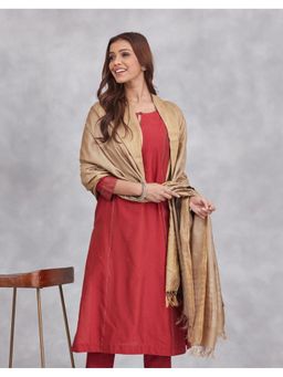 Fabindia - Beige Silk Blend Woven Zari Dupatta