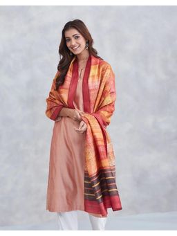 Fabindia - Rust Silk Hand Block Printed Dupatta