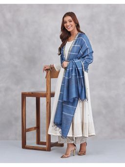 Fabindia - Blue Silk Blend Woven Zari Dupatta