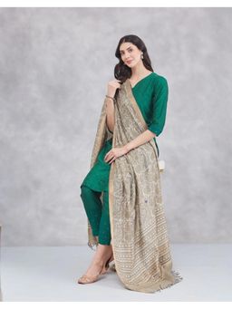 Fabindia - Beige Silk Blend Hand Block Printed Dupatta