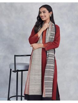 Fabindia - Off White Cotton Bagru Printed Dupatta